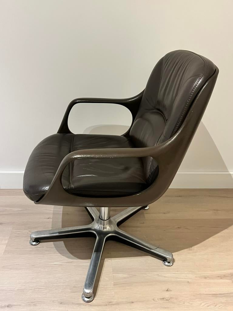 CHROMCRAFT SPACE AGE OFFICE/DINING ROOM CHAIRS, Huis en Inrichting, Gebruikt, Bruin, Leer, Ophalen of Verzenden