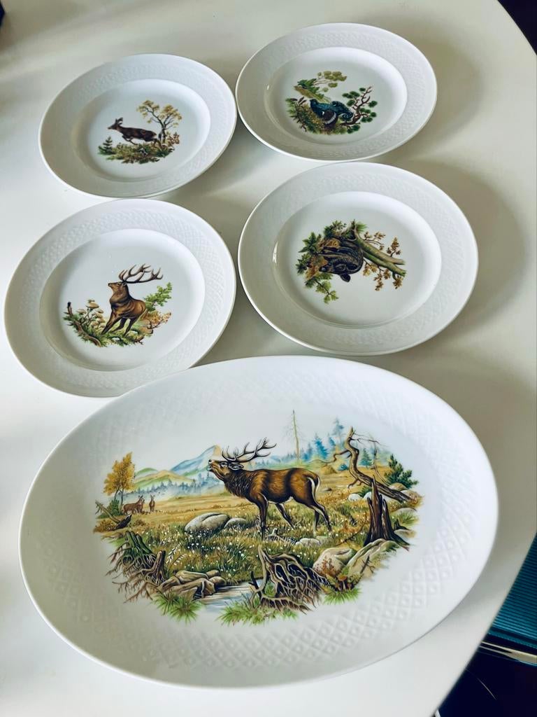 Seltmann Weiden Bavaria schaal en bordjes, met wild opdruk, Antiek en Kunst, Antiek | Servies los, Ophalen