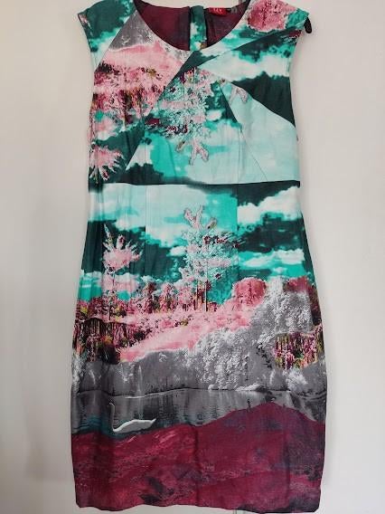 Liv mouwloze dames jurk met print van landschap, Overige kleuren, Maat 42/44 (L), Ophalen of Verzenden, Zo goed als nieuw