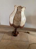 Vintage schemerlamp met leren kap, Ophalen of Verzenden