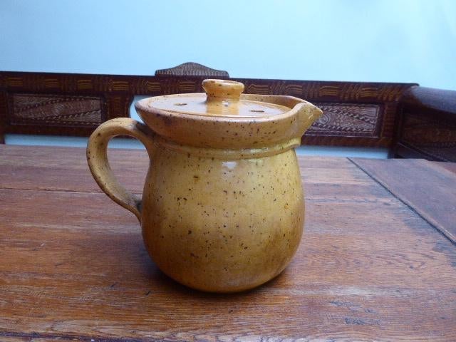 Een mooie antieke gres pot met deksel, Ophalen of Verzenden