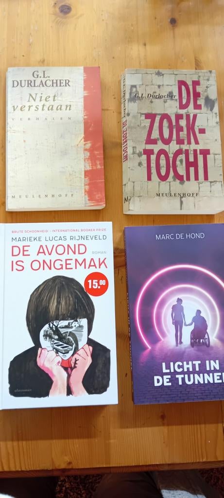 Boeken, de avond is ongemak,licht in de tunnel en durlacher, Boeken, Ophalen, Zo goed als nieuw