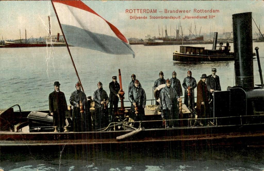 Rotterdam - Brandweer Rotterdam - Havendienst III, Verzamelen, Ansichtkaarten | Nederland, Gelopen, Zuid-Holland, Voor 1920, Ophalen of Verzenden