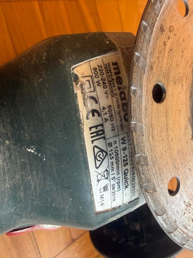 Metabo W 9-125 Quick haakse slijper 900W, Ophalen of Verzenden, Gebruikt, 700 tot 1000 watt, Haakse handslijpmachine