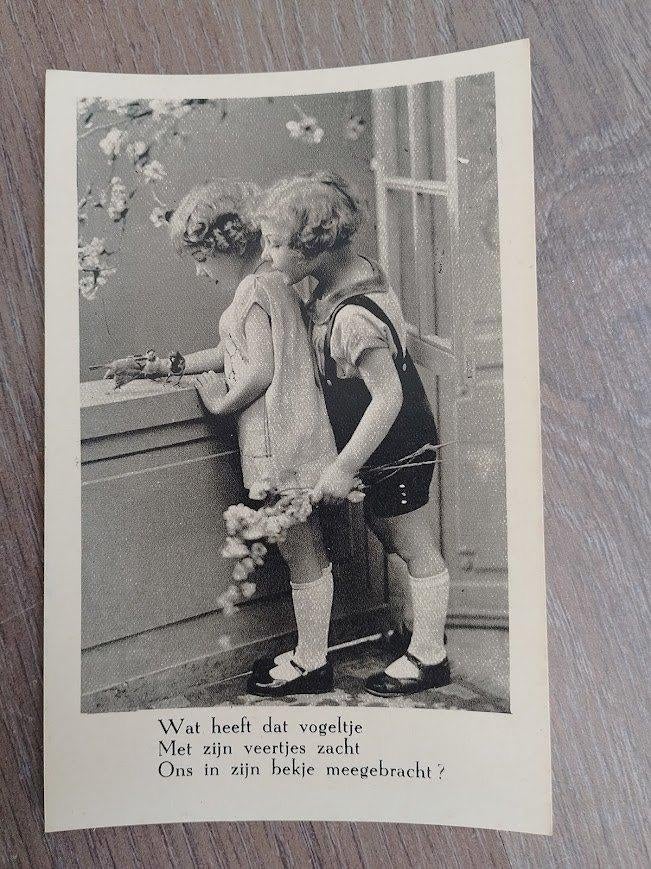 Nostalgische kinder ansichtkaart, zeer oud, met gedicht, Verzamelen, Ophalen of Verzenden, Voor 1940, Zo goed als nieuw, Kind