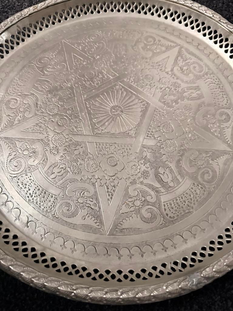 Schaal (dienblad) Marokko - doorsnede 42cm, Ophalen, Zo goed als nieuw, Rond, Metaal