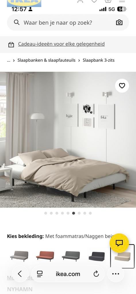 Slaapbank nyhamn ikea zgan, Huis en Inrichting, Slaapkamer | Slaapbanken, Ophalen, Beige, Tweepersoons, 140 cm