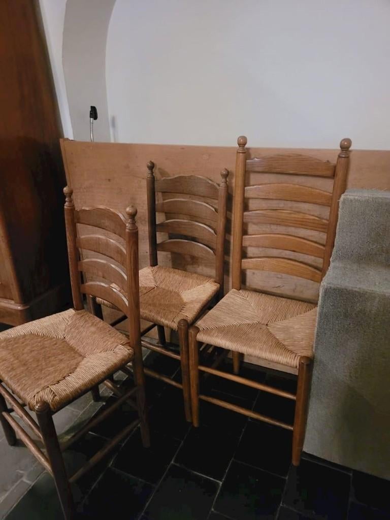 2 rieten stoelen, Huis en Inrichting, Stoelen, Ophalen, Gebruikt, Twee, Bruin