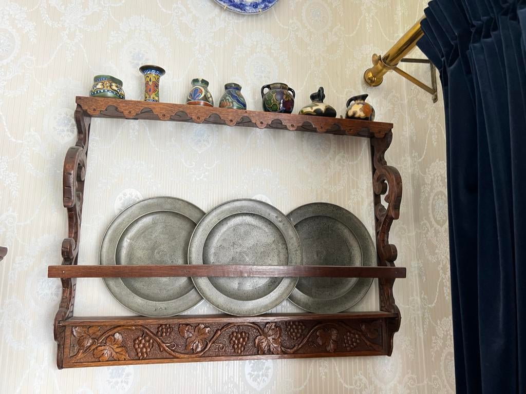 Set van 3 antieke tinnen borden - Karaktervolle patina, Antiek en Kunst, Antiek | Tin, Ophalen