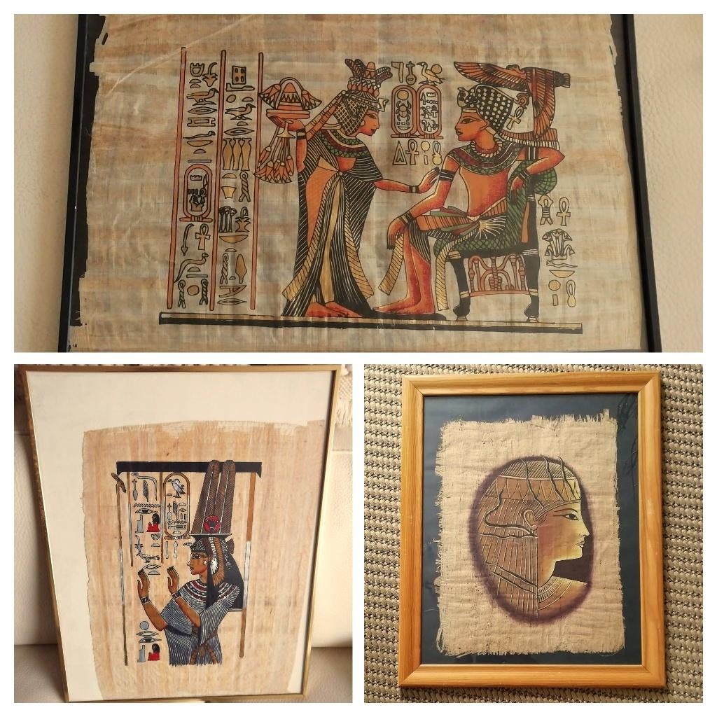 Drie papyrus afdruk Egypte op rijstpapier - papyrus doek, Ophalen of Verzenden