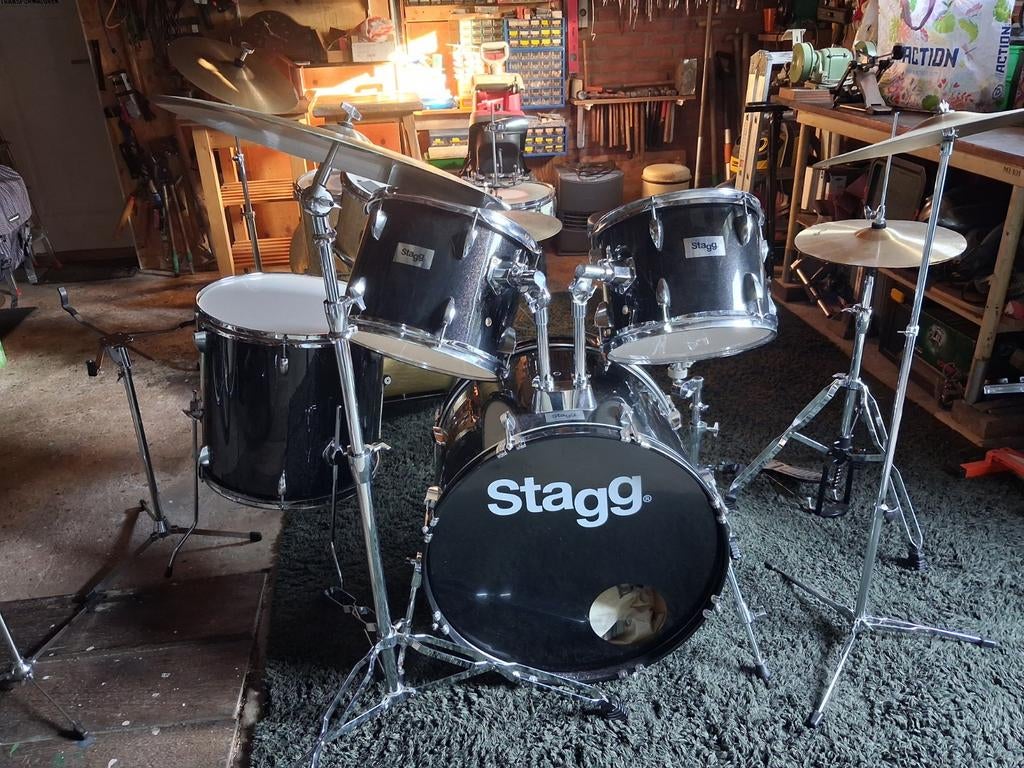 Stagg drumstel, compleet met bekkens en standaards, Muziek en Instrumenten, Drumstellen en Slagwerk, Ophalen, Gebruikt, Overige merken