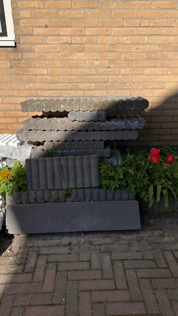 Partij sierstenen / tuinbanden / betonnen opsluitbanden, Tuin en Terras, Bielzen en Borders, Gebruikt, Overige typen, Minder dan 100 cm