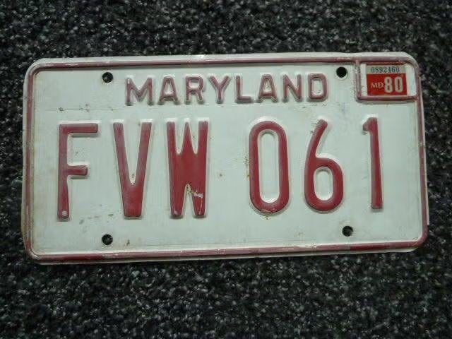 Kentekenplaat licenseplate Maryland 1980 USA, Verzenden, Gebruikt, Auto's