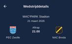 2 tickets PEC-Nac vak Noord, Tickets en Kaartjes, Twee personen, Maart