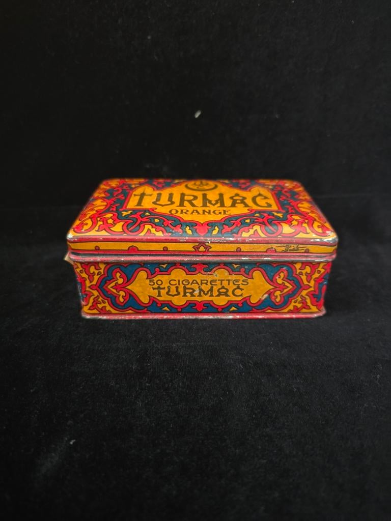 Prachtig antiek oud TURMAC sigarettenblik, Verzamelen, Ophalen of Verzenden, Gebruikt, Overige, Overige merken