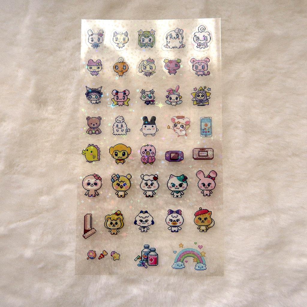 Tamagotchi Mascot Transparant Stickervel met hologram ster, Verzamelen, Verzenden, Overige figuren, Nieuw, Plaatje, Poster of Sticker