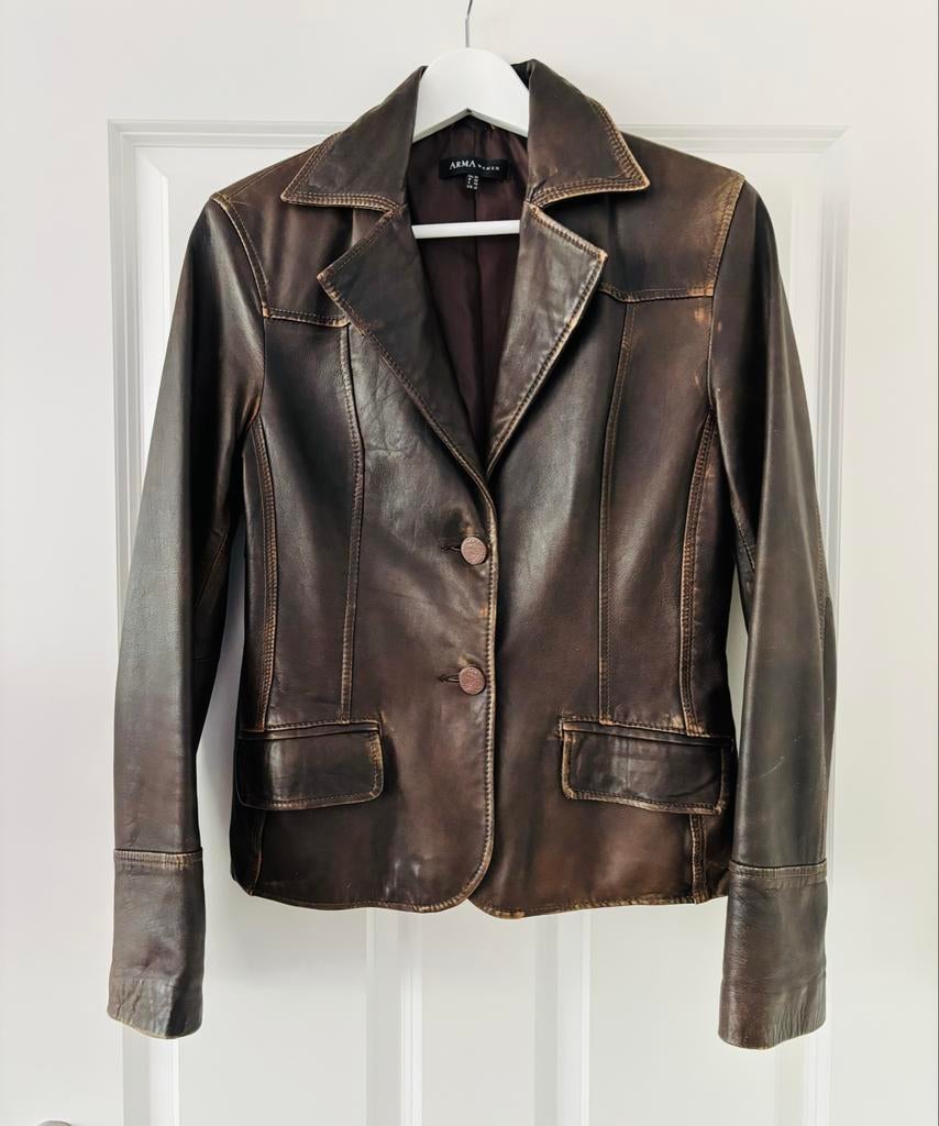 Arma Woman leren jasje bruin 36, Ophalen of Verzenden, Gedragen, Maat 36 (S), Bruin