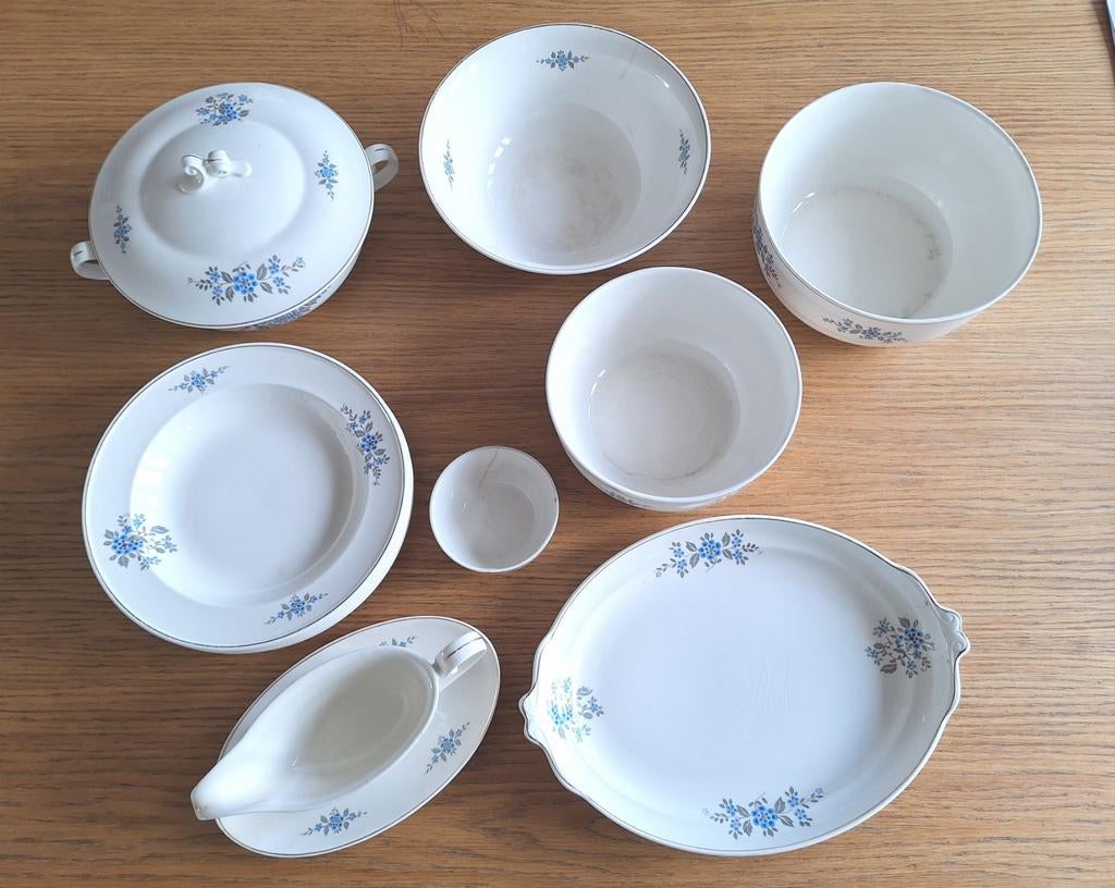 Servies Petrus Regout - vergeet me nietjes, Ophalen of Verzenden