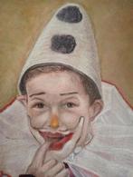 Pastelkrijt tekening Clown Pierrot 1980, Antiek en Kunst, Ophalen of Verzenden