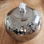 Zilverkleurige Olielamp met Bloemmotief, Ophalen of Verzenden, Zo goed als nieuw, Metaal, Grijs
