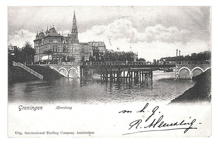 981182 Groningen Heerebrug 1903 Gelopen met zegel, Verzamelen, Ansichtkaarten | Nederland, Gelopen, Groningen, Voor 1920, Ophalen of Verzenden