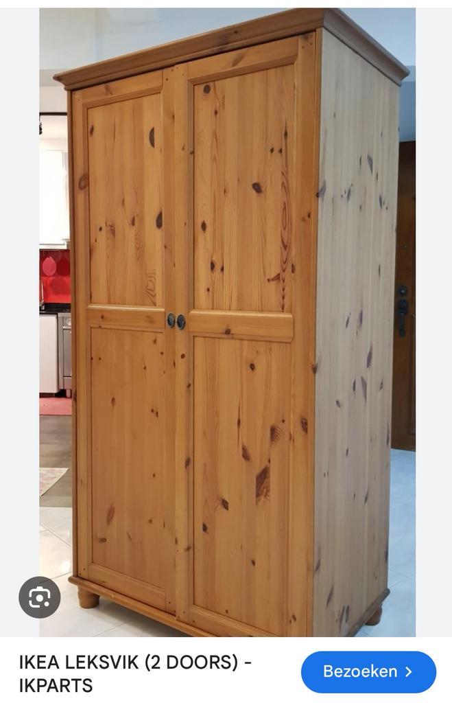Houten kledingkast IKEA Leksvik, Huis en Inrichting, Kasten | Kledingkasten, Zo goed als nieuw, 150 tot 200 cm, 100 tot 150 cm