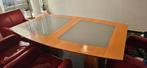 Fijne tafel, makkelijk te verlengen met 5 leren stoelen, Huis en Inrichting, Tafels | Eettafels, Ophalen, Gebruikt, Eikenhout
