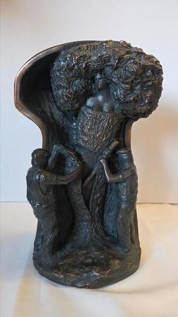 Bronzen beeld 31cm – vrouw als boom met houthakkers – 5kg beschikbaar voor biedingen