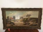 Boerderij oud cottage huisje op de hei zand zandgrond barok, Huis en Inrichting, Gebruikt, Ophalen of Verzenden, Schilderij, 50 tot 75 cm