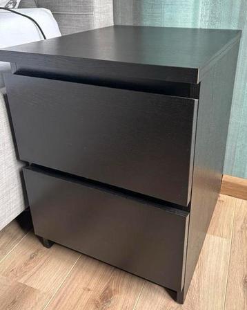 Malm nachtkastje 2 lades, zwart bruin , 40x55 cm 2 stuks beschikbaar voor biedingen