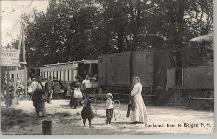 Stoomtram Bergen  TOPKAART st 1913, Verzamelen, Ansichtkaarten | Nederland, Gelopen, Noord-Holland, Voor 1920, Verzenden
