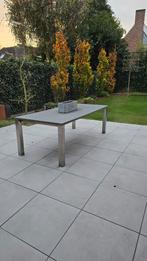 Stijlvolle Rechthoekige Tuin Tafel - Metaal & Steen, Tuin en Terras, Ophalen, Gebruikt, Rechthoekig, Metaal