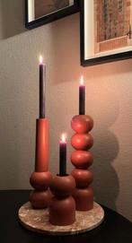 Trendy houten Kandelaars, Pastel, kaarsen, Nieuw, mintgroen,, Huis en Inrichting, Woonaccessoires | Kandelaars en Kaarsen, Ophalen of Verzenden