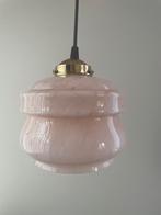 Art deco hanglamp | pastelroze clichy glas | lamp | vintage, Huis en Inrichting, Lampen | Hanglampen, Gebruikt, Ophalen of Verzenden