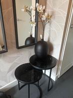 Bijzettafels set marmerlook + vaas inclusief magnolia tak, Ophalen, Minder dan 45 cm, Minder dan 55 cm, Metaal of Aluminium