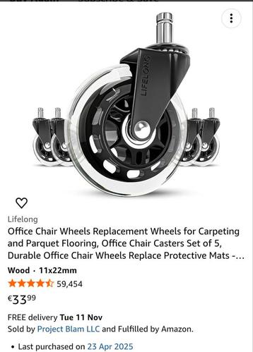 Nieuwe Bureaustoel Wielen - Krasvrij & Stil! beschikbaar voor biedingen