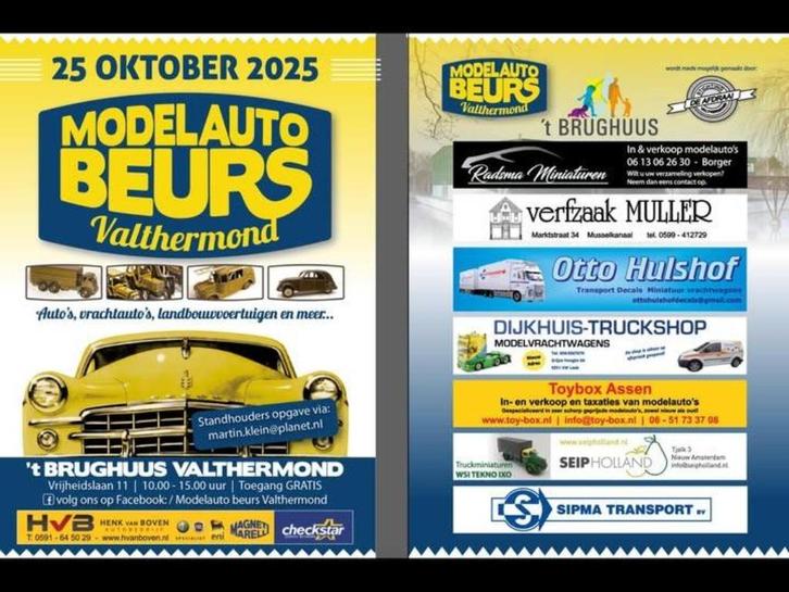 25 Oktober Modelbeurs Valthermond ( Drenthe), Hobby en Vrije tijd, Modelauto's | 1:43, Nieuw, Auto, Overige merken, Ophalen