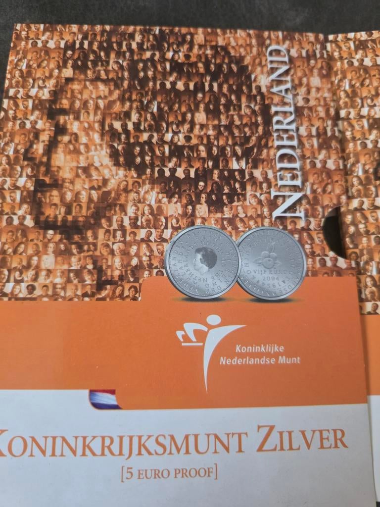 Zilveren 5 Euro Koninkrijksmunt 2004, Setje, Koningin Beatrix, Zilver, Euro's