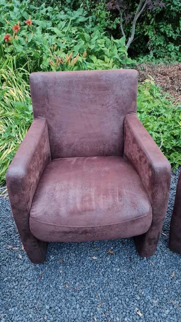 Stoel, Armstoel, Fauteuil, meerdere beschikbaar, Huis en Inrichting, Stoelen, Gebruikt, Drie, Leer, Bruin, Ophalen of Verzenden