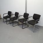 Set 4x Klöber vergaderstoelen met nieuwe zwarte stof, Ophalen of Verzenden, Zwart, Stof, Vier