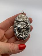 X431 Prachtige massief 800 zilveren hanger roos, Sieraden, Tassen en Uiterlijk, Antieke sieraden, Ophalen of Verzenden, Zilver