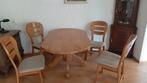 Licht eiken eethoek met 4 stoelen met stoffen bekleding., Ophalen, Gebruikt, Licht eiken, 4 tot 6 stoelen