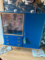 Prachtige kast in goud/blauw te koop, Antiek en Kunst, Ophalen of Verzenden