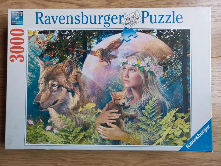 Z.G.A.N. Ravensburger– 3000 stukjes – wolf in de maneschijn, Hobby en Vrije tijd, Denksport en Puzzels, Zo goed als nieuw, Legpuzzel