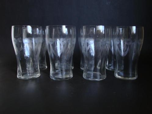 geslepen guilloche versiering glas 8x water bier antiek glas, Antiek en Kunst, Antiek | Glas en Kristal, Ophalen of Verzenden