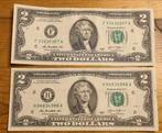 2 biljetten van 2 dollar, zeldzaam, aUNC, Setje, Ophalen of Verzenden, Noord-Amerika