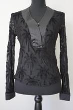 NU BY STAFF Prachtige Zwarte Blouse Fluwelen Palmbomen XS, Nu By Staff, Zwart, Ophalen of Verzenden, Zo goed als nieuw