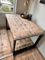 Industriële steenschot tafel, Huis en Inrichting, Tafels | Eettafels, Zo goed als nieuw, Vijf personen of meer, Rechthoekig, 50 tot 100 cm