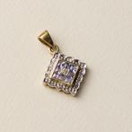 Vintage 9 karaat gouden ketting hanger tanzaniet en diamant, Overige voorstellingen, Paars, Zo goed als nieuw, Nvt