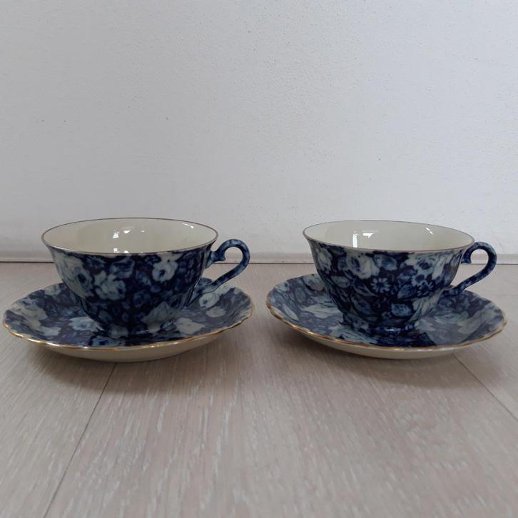 2 antieke blauwe theekopjes van Mosa Maastricht, Antiek en Kunst, Antiek | Porselein, Ophalen of Verzenden